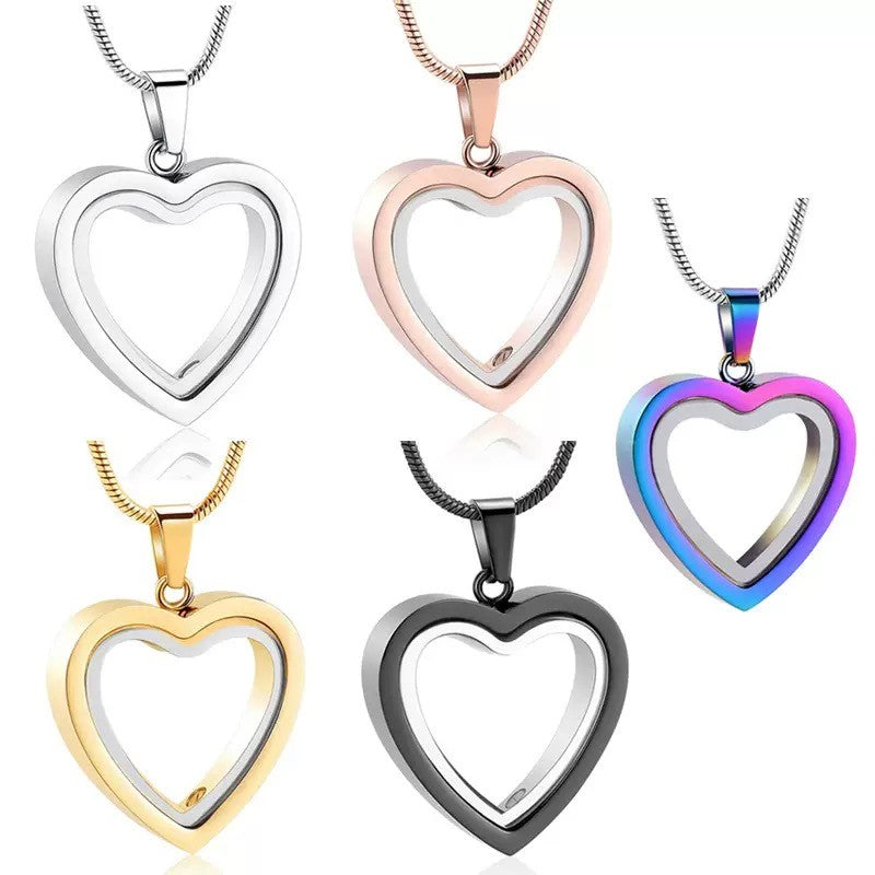 Open Heart Cremation Pendant — 5 color finishes