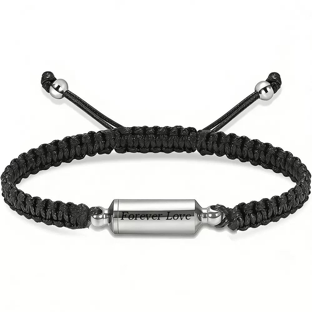 Leather Urn Bracelet — “Forever Love” engraved