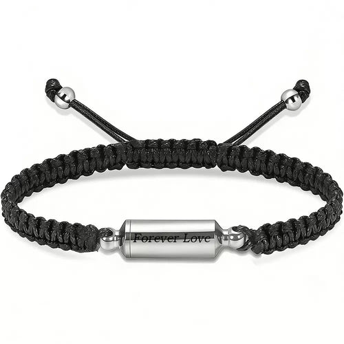 Leather Urn Bracelet — “Forever Love” engraved