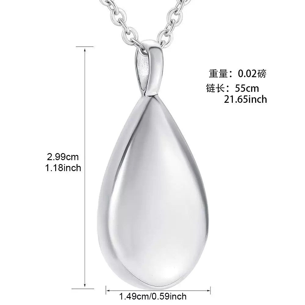 Teardrop Cremation Urn Pendant — dimensions