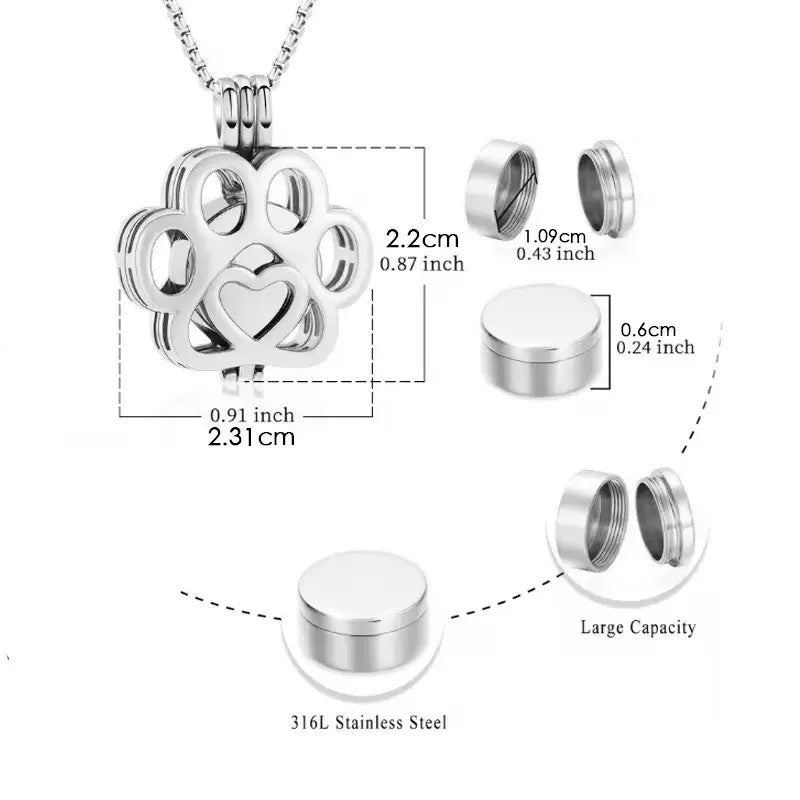 Dog Paw Memorial Pendant — internal structure and filling instructions