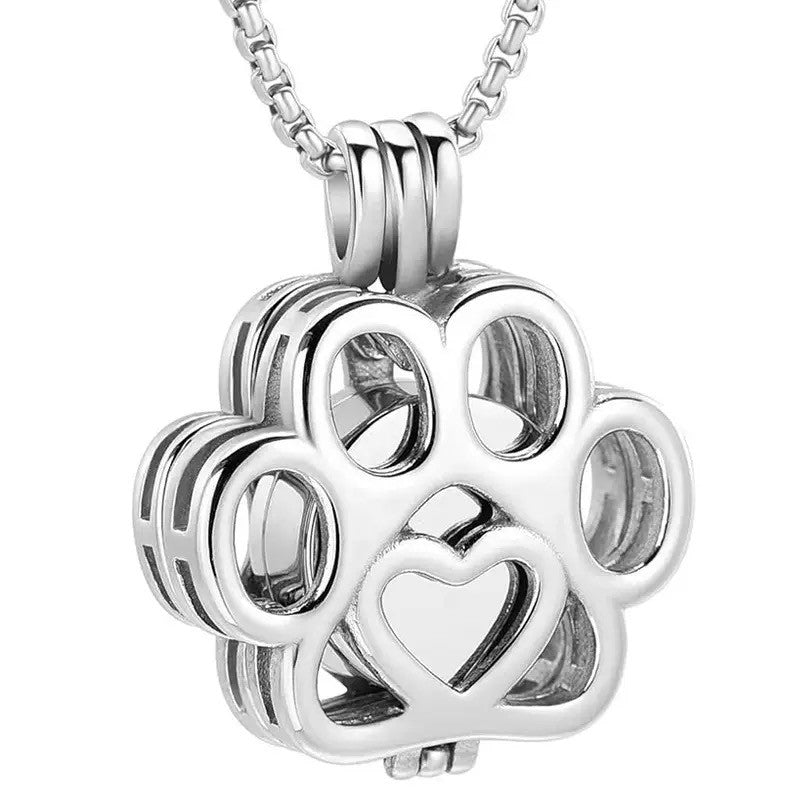 Dog Paw Memorial Pendant — silver finish