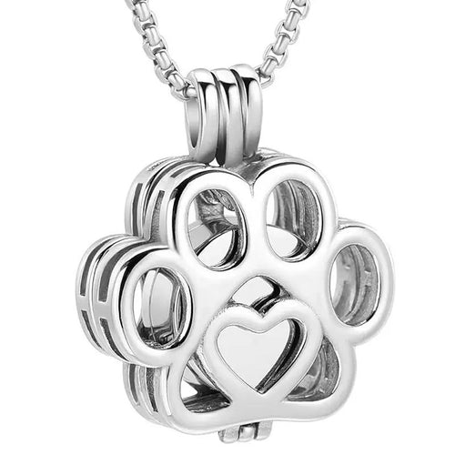 Dog Paw Memorial Pendant — silver finish
